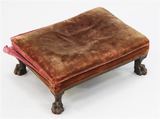 A George III rectangular mahogany foot stool, W.1ft 4in.